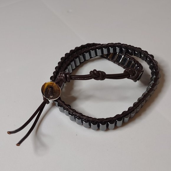 Dark Silver Tone And Brown 15 Inch Lulu Dharma Wrap Bracelet - Picture 5 of 12
